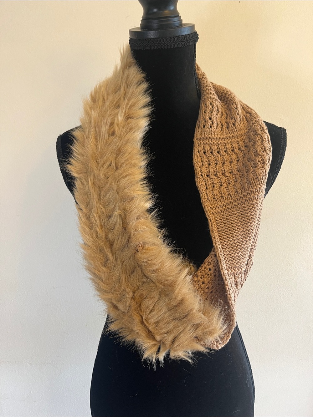 Cabi The Duchess Faux Fur Knit Infinity Scarf - Camel